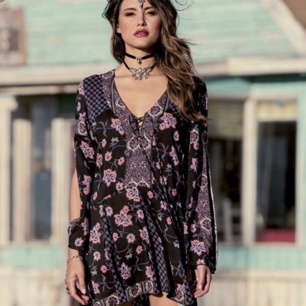 Anna Sui O’Neill Dottie Dress Black Purple Pink